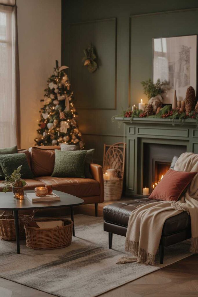 Moody Dark Cottagecore Christmas Living Room Ideas Cozy, Budget-Friendly & Enchantingly Festive Inspiration 10 Blending Modern Comfort with Cottagecore Christmas Style