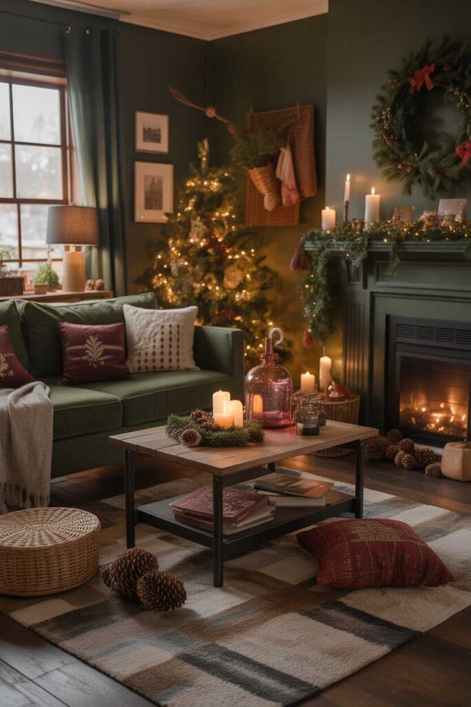 Moody Dark Cottagecore Christmas Living Room Ideas Cozy, Budget-Friendly & Enchantingly Festive Inspiration 9 Budget-Friendly Moody Dark Cottagecore Christmas Living Room Ideas