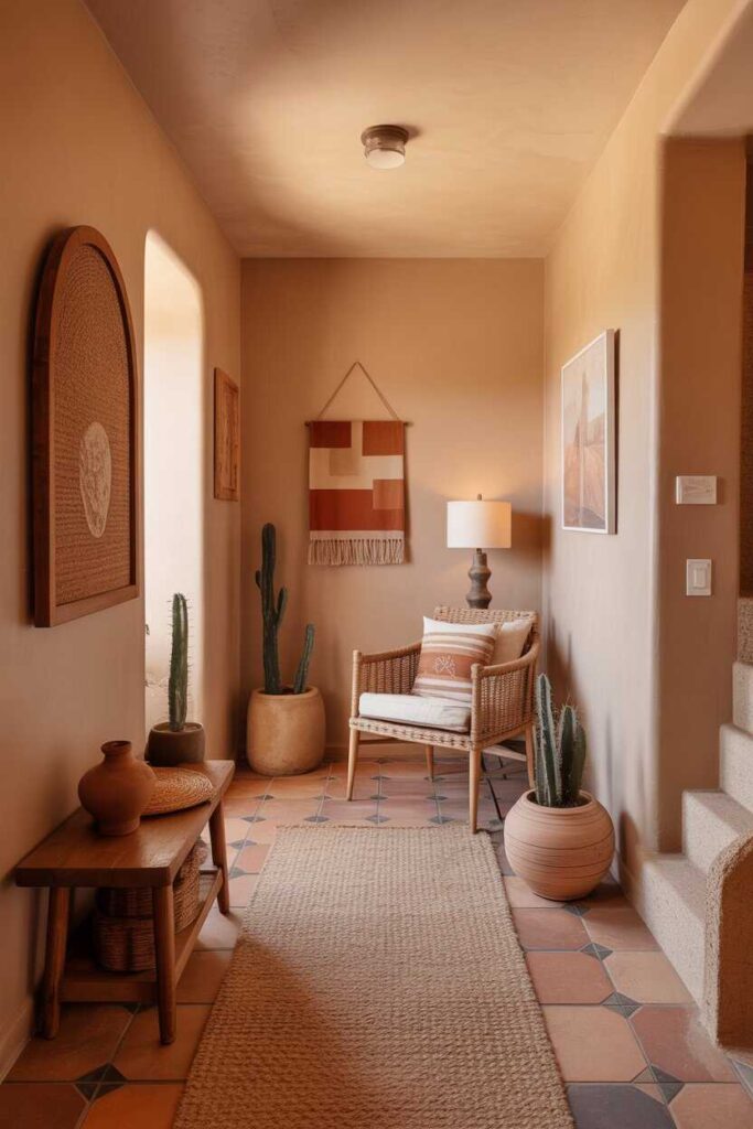 Warm Southwestern Desert Hallway Homes Unique, Modern & Budget-Friendly Design Ideas for Inviting Spaces 10 Budget-Friendly Ways to Achieve Southwestern Desert Hallway Style