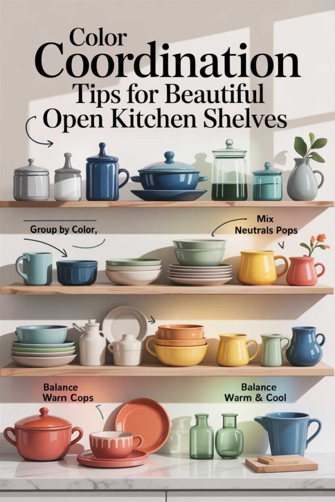 Open Shelving in the Kitchen Stylish, Budget Friendly Ideas & Inspiration for a Beautiful Modern Home 6 Color Coordination Tips for Beautiful Open Kitchen Shelves