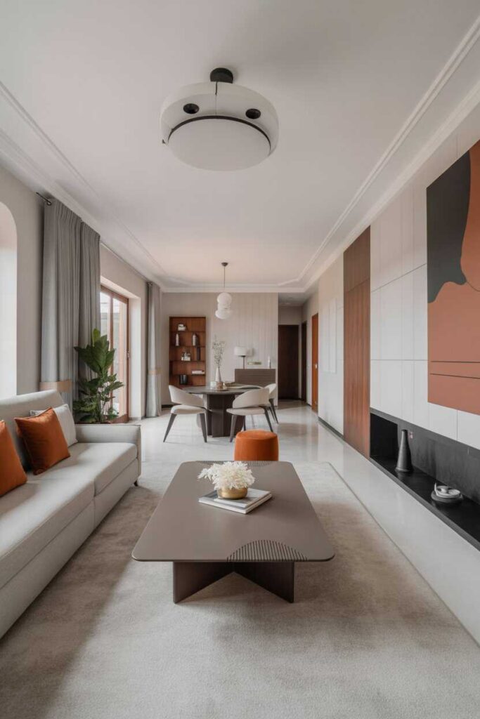 45+ Modern & Creative Long Living Room Ideas for a Stylish, Functional, and Cozy Space 9 Contemporary Style for a Bold, Fresh Look