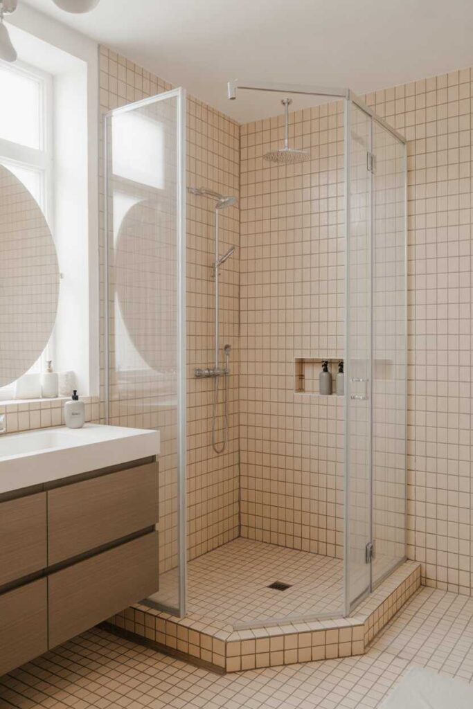 35+ Outdoor Shower Ideas to Transform Your Backyard (Modern, Budget-Friendly & Aesthetic Inspiration) 8 Corner Showers for Compact Layouts