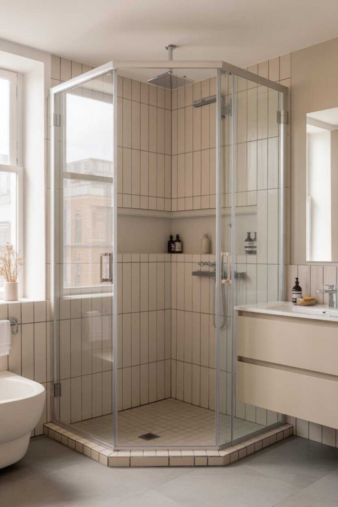 30+ Small Bathroom Designs That Transform Tiny Spaces (Modern, Budget-Friendly & Aesthetic Ideas) 8 Corner Showers for Extra Space