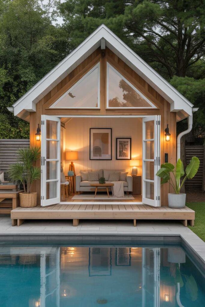27 Stunning Pool House Ideas for a Modern, Relaxing, and Pinterest-Worthy Backyard Oasis 2 Creating a Cozy Pool House That Feels Like a Mini Home