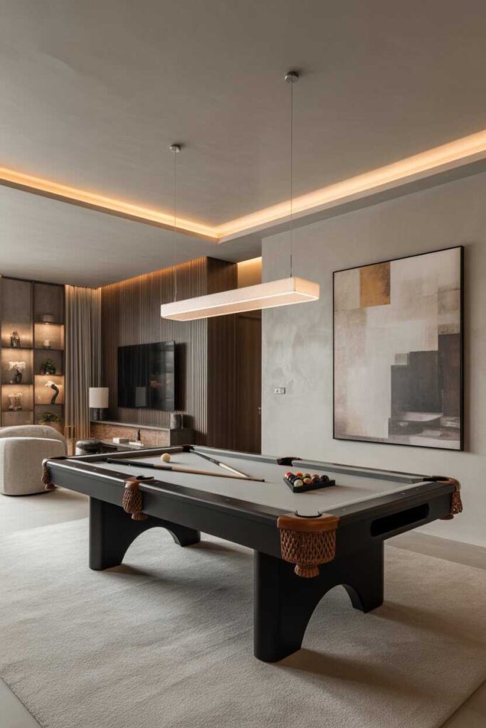 25+ Modern & Unique Pool Table Room Ideas to Transform Your Home (Stunning Inspiration You’ll Love) 2 Creating a Modern, Aesthetic Pool Table Room That Feels High-End