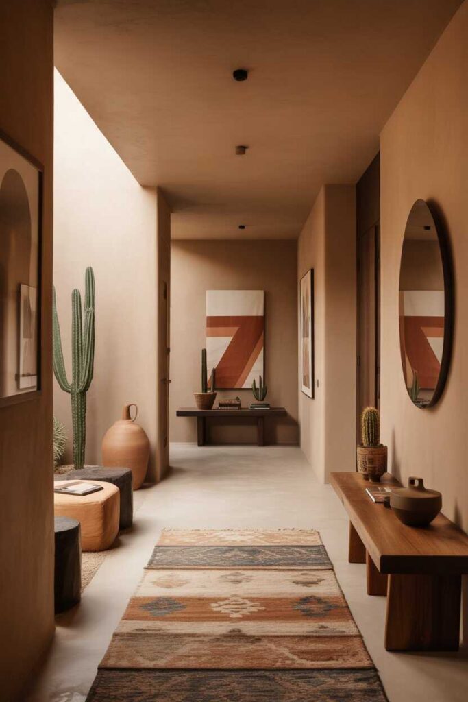 Warm Southwestern Desert Hallway Homes Unique, Modern & Budget-Friendly Design Ideas for Inviting Spaces 9 Creating a Modern Southwestern Hallway Look