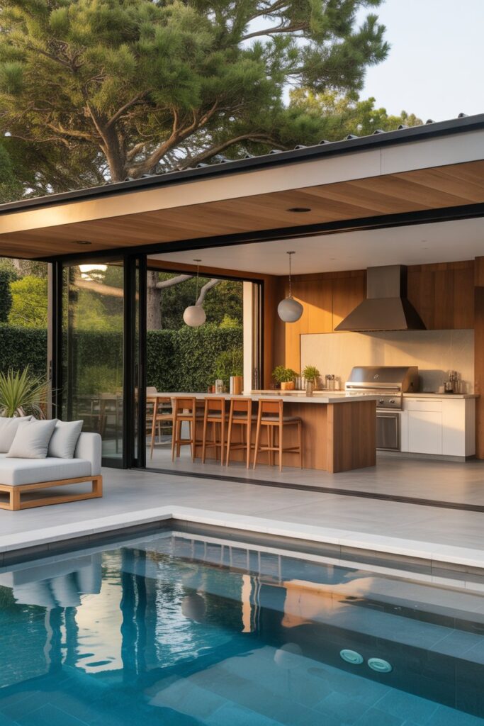 27 Stunning Pool House Ideas for a Modern, Relaxing, and Pinterest-Worthy Backyard Oasis 8 Creating a Pool House With an Outdoor Kitchen
