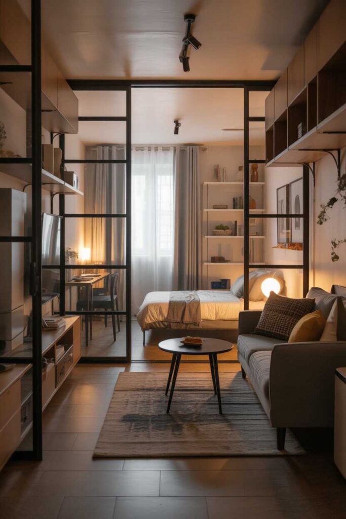 20+ Creative Small Apartment Living Ideas to Transform Your Space into a Modern, Cozy, and Stylish Haven 9 Creating Zones in a Small Apartment or Studio