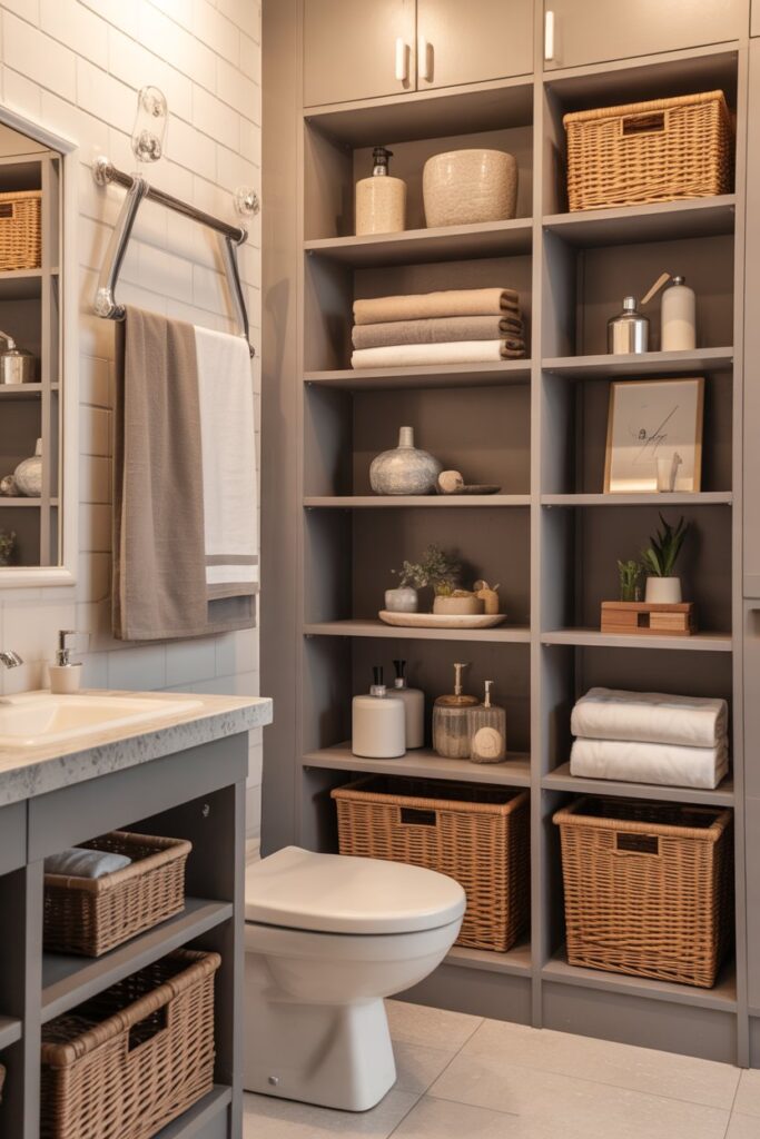 Modern Bathroom Inspiration Decor Ideas to Transform Your Space (Beautiful, Budget-Friendly & Totally Pinterest-Worth It) 7 Creative Storage That Doubles as Decor