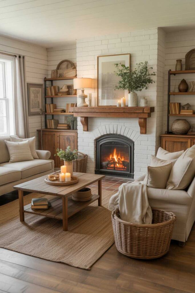 Living Room With Fireplace Ideas That Feel Cozy, Modern, and Totally Pinterest Worthy 5 Farmhouse Living Room With Fireplace Charm That Never Goes Out of Style