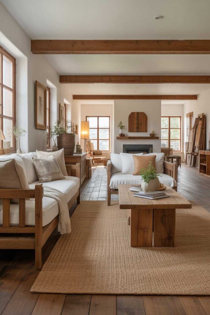 45+ Modern & Creative Long Living Room Ideas for a Stylish, Functional, and Cozy Space 8 Farmhouse Style Charm for a Long Living Room