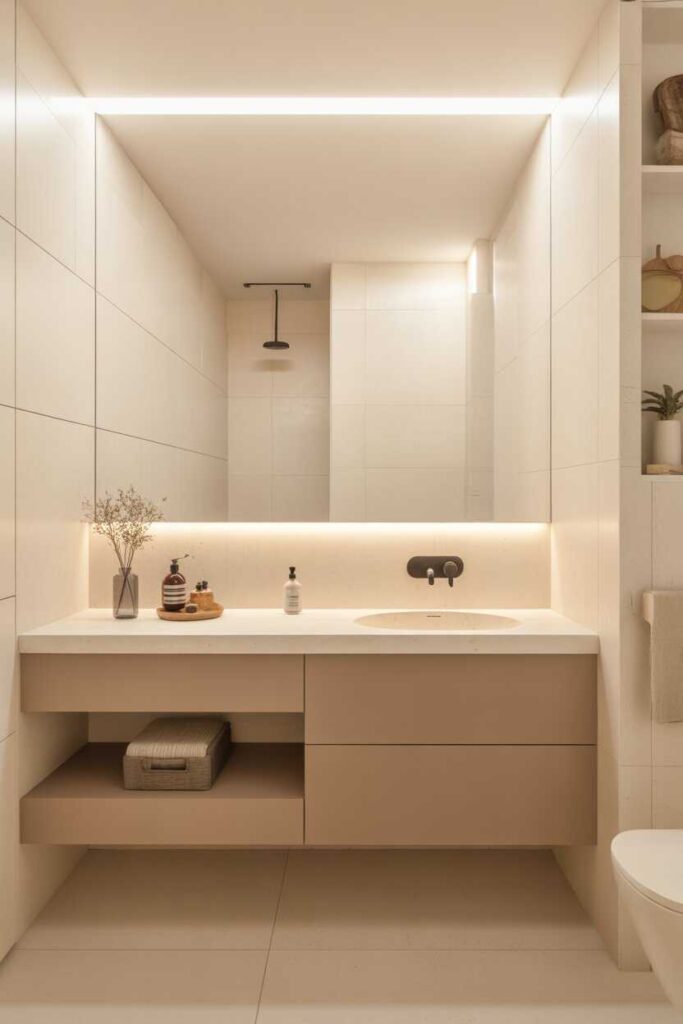30+ Small Bathroom Designs That Transform Tiny Spaces (Modern, Budget-Friendly & Aesthetic Ideas) 3 Floating Vanities to Open Up the Room