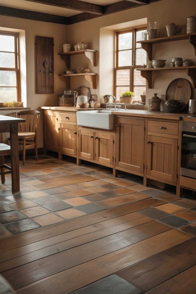 English Countryside Kitchen Ideas & Inspiration Budget-Friendly Ways to Create a Warm, Timeless Heart of the Home 6 Flooring Ideas for an English Countryside Kitchen