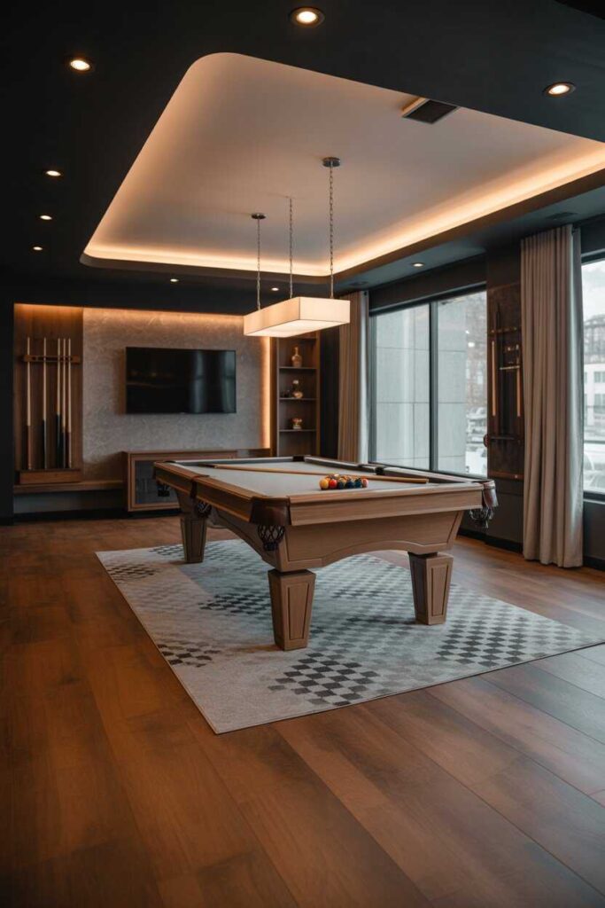 25+ Modern & Unique Pool Table Room Ideas to Transform Your Home (Stunning Inspiration You’ll Love) 5 Flooring Ideas to Enhance Your Pool Table Room Design