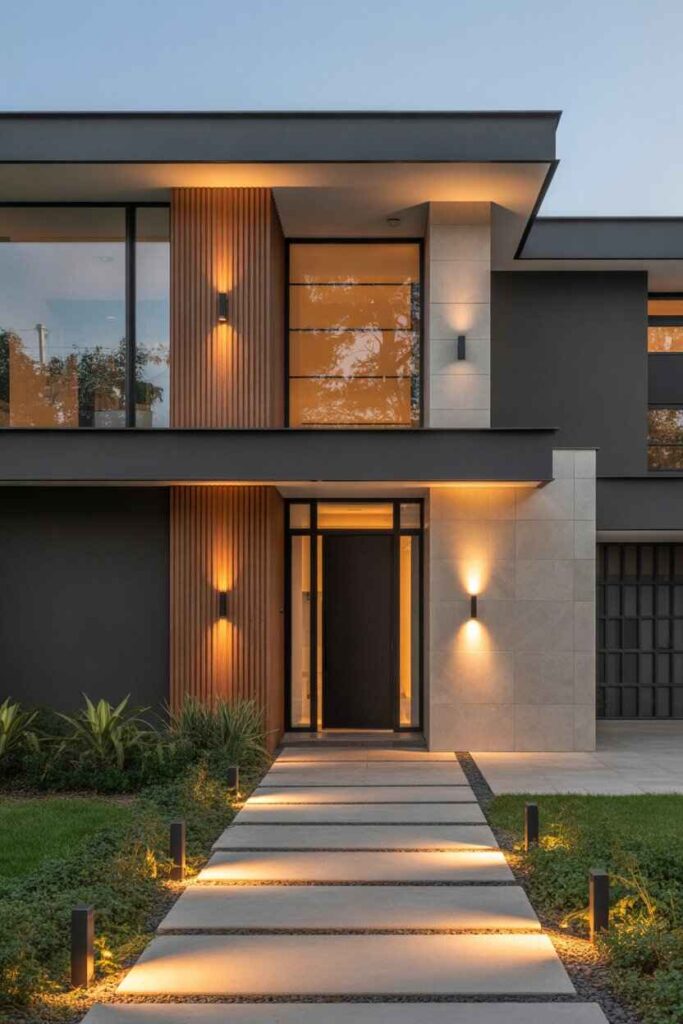 Entrada de Casas Modernas Ideas Únicas y Tendencias Inspiradoras Para Transformar la Primera Impresión de tu Hogar 6 Iluminación Moderna Para Transformar la Entrada