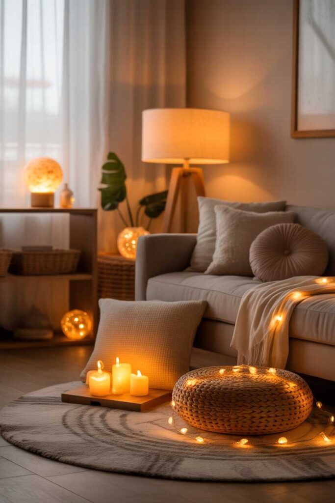 25+ Small Studio Apartment Ideas for a Cozy, Modern & Budget-Friendly Space You’ll Love 6 Incorporate Soft, Warm Lighting