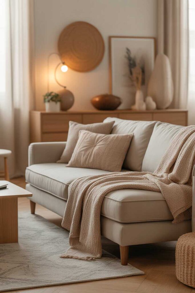 20+ Modern & Budget-Friendly Living Room Decor Apartment Ideas to Transform Your Space 4 Incorporate Warm, Layered Textures for a Cozy Look