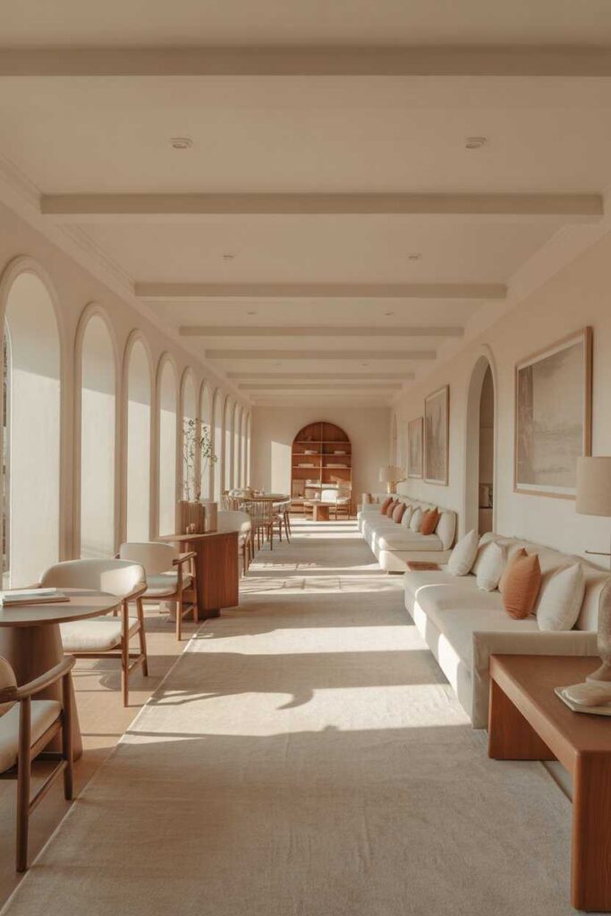 45+ Modern & Creative Long Living Room Ideas for a Stylish, Functional, and Cozy Space 7 Keep the Center Path Clear for Natural Movement