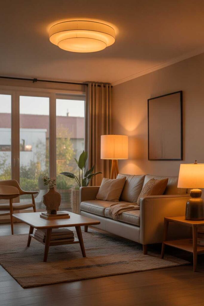 25+ Modern & Budget-Friendly Decor Home Living Room Ideas for a Stylish, Cozy, and Pinterest-Worthy Space 5 Layer Your Lighting to Build an Inviting Atmosphere