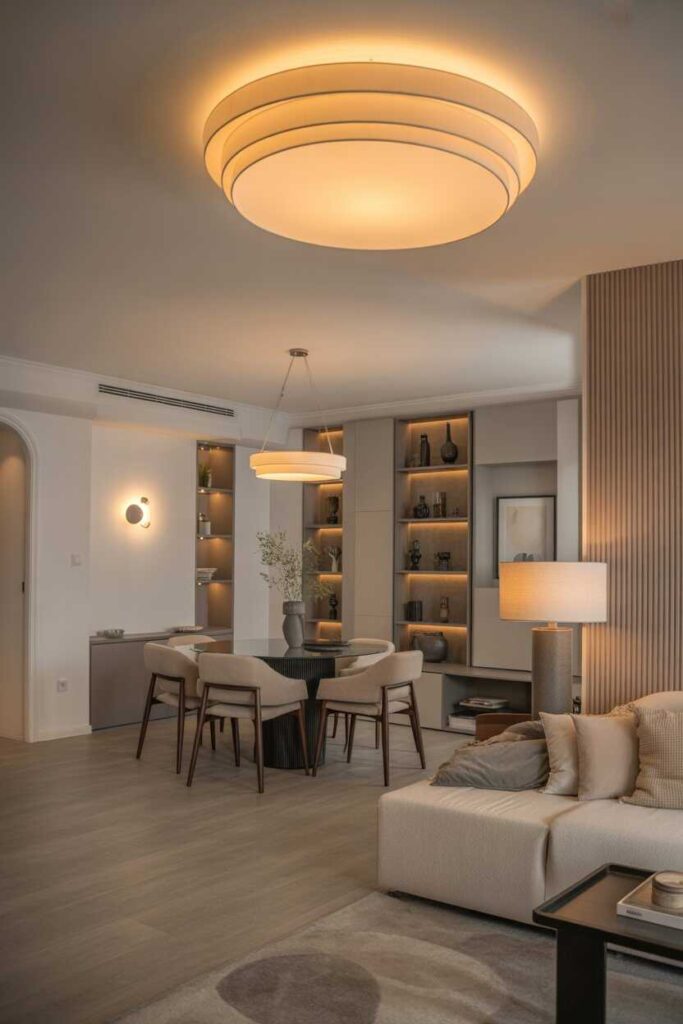 Modern & Inspiring Open Layout Living Room Dining Room Ideas That Transform Your Home 5 Layering Light for a Warm and Inviting Atmosphere