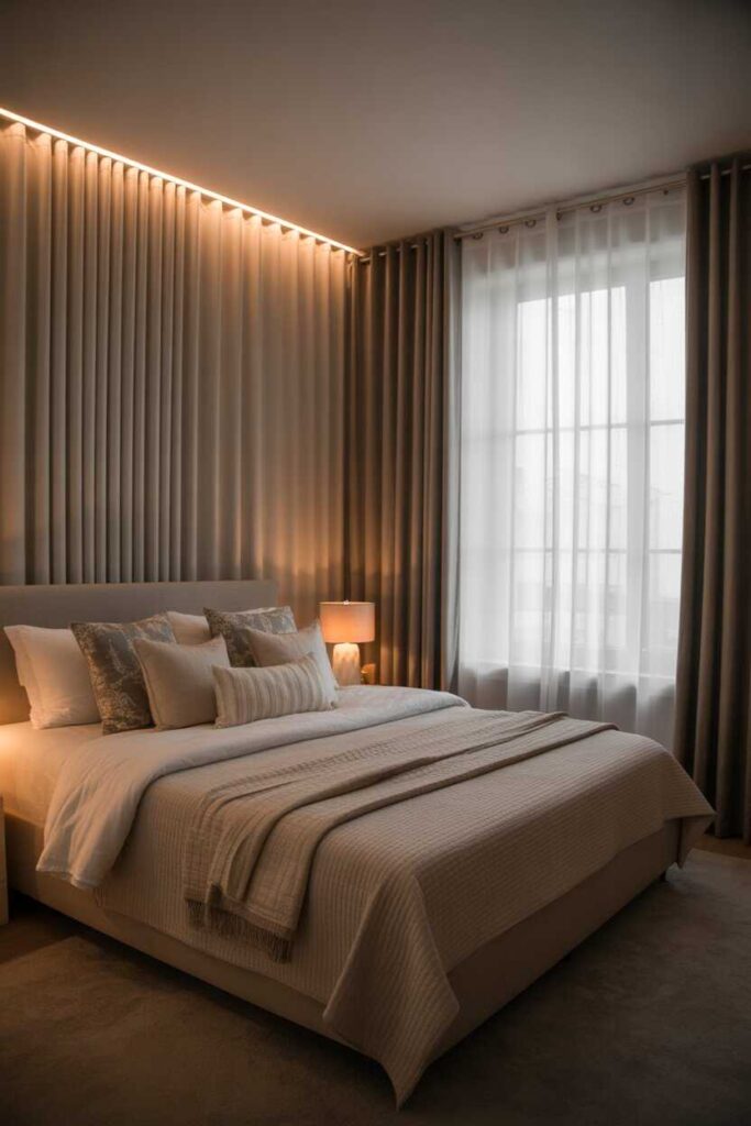 Curtain Wall Bedroom Behind Bed Stunning Ideas, Cozy Inspiration, and Budget-Friendly Ways to Transform Your Space 11 Lighting Ideas for a Curtain Wall Bedroom Behind Bed