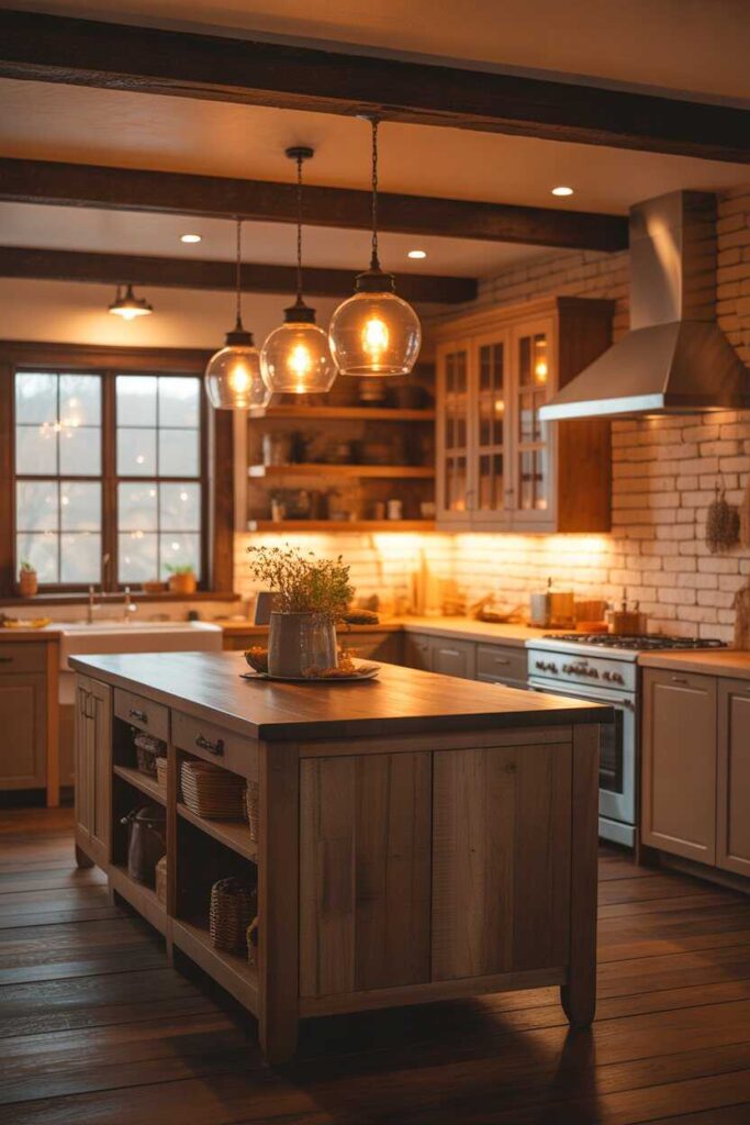Rustic Kitchen Ideas & Inspiration Budget-Friendly, Modern Ways to Create a Warm and Timeless Space 7 Lighting That Brings a Rustic Kitchen to Life