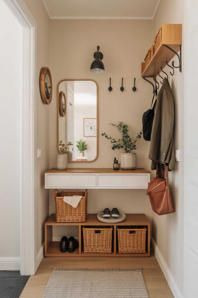 20+ Creative Small Apartment Living Ideas to Transform Your Space into a Modern, Cozy, and Stylish Haven 11 Maximizing Entryway Space in a Small Apartment