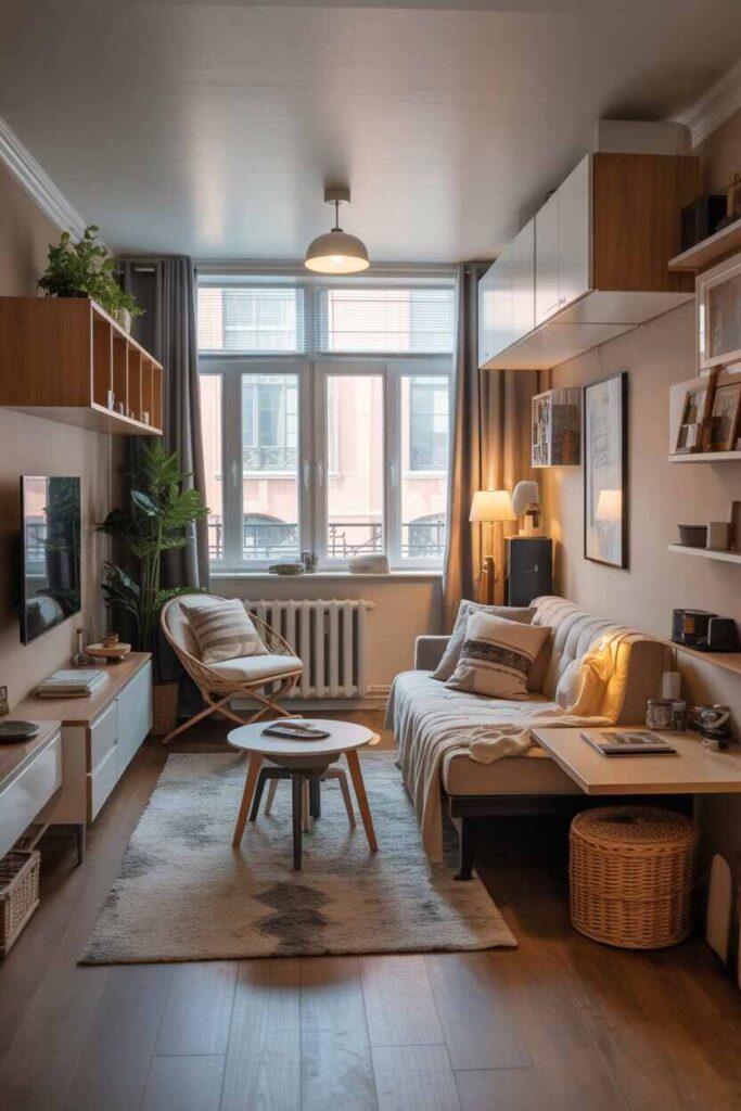 20+ Creative Small Apartment Living Ideas to Transform Your Space into a Modern, Cozy, and Stylish Haven 3 Maximizing Space with Smart Furniture Choices
