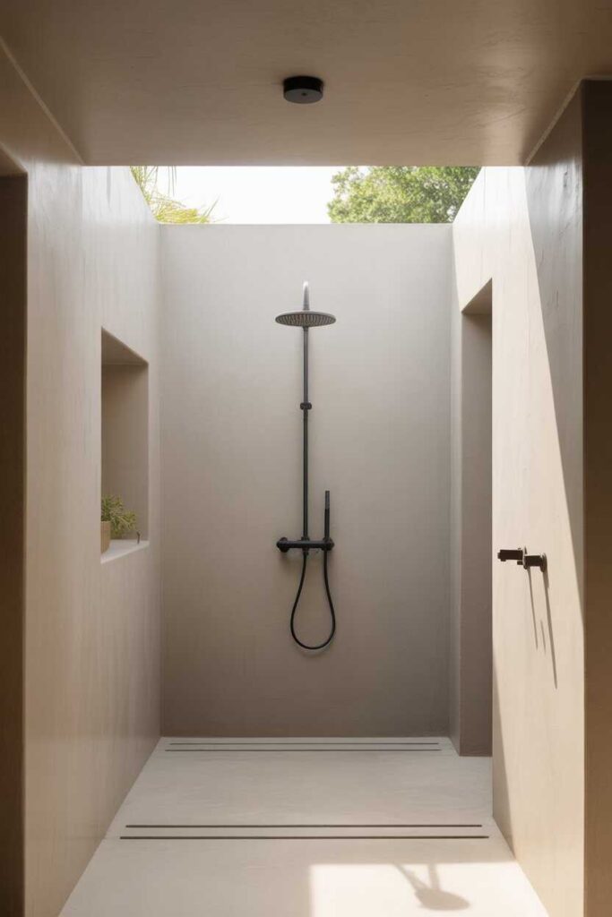 22+ Outdoor Shower Ideas for a Fresh, Modern, and Stylish Backyard Oasis 4 Minimalist Outdoor Shower Designs for a Clean, Modern Aesthetic