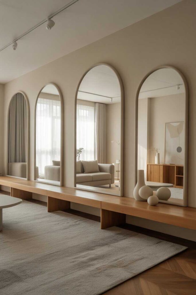 45+ Modern & Budget-Friendly Wall Decor Ideas for Bedroom Makeovers (Aesthetic Inspiration You’ll Love) 5 Mirrors for Light, Space, and Style