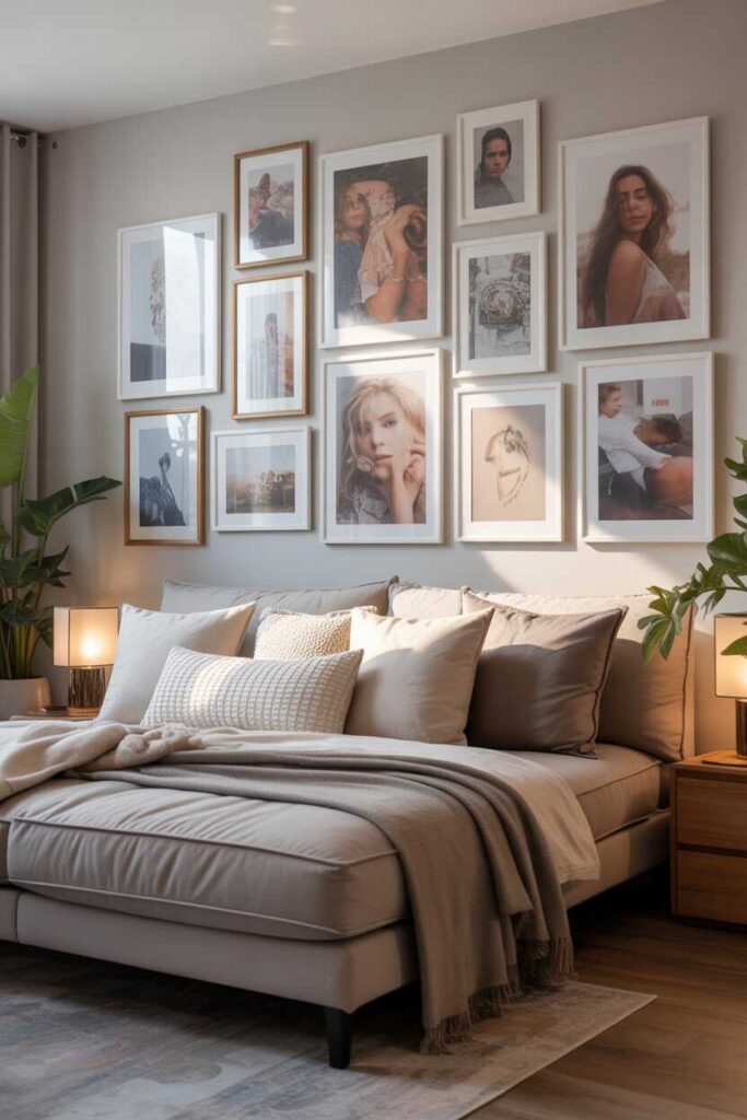40 Unique & Modern Picture Wall Ideas to Transform Any Space Into a Cozy, Stylish Gallery 7 Mixing Personal Photos With Art Prints