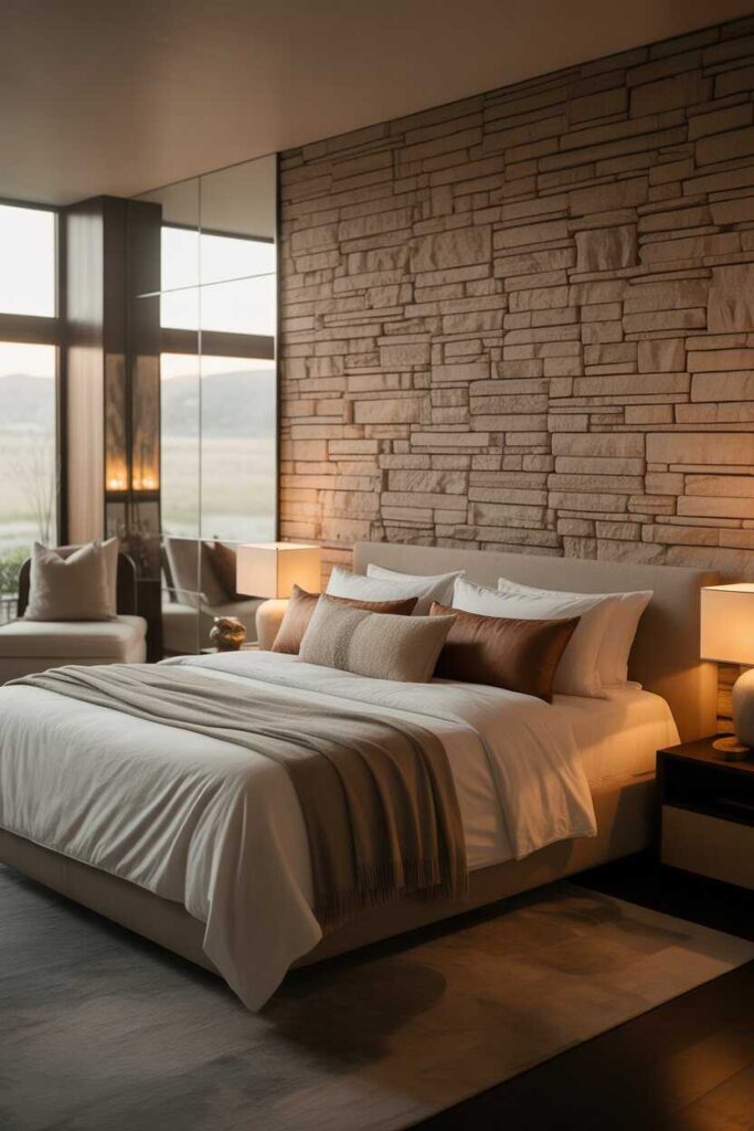 Stunning Master Bedrooms With Accent Wall Ideas That Feel Modern, Cozy, and Budget-Friendly 8 Stone, Brick, and Textured Accent Walls for a Luxe Look