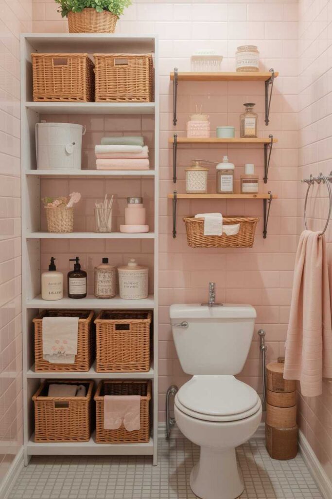Cute Bathroom Ideas Aesthetic Budget-Friendly, Modern & Unique Inspiration for a Dreamy Space 11 Storage That Looks Cute and Functional