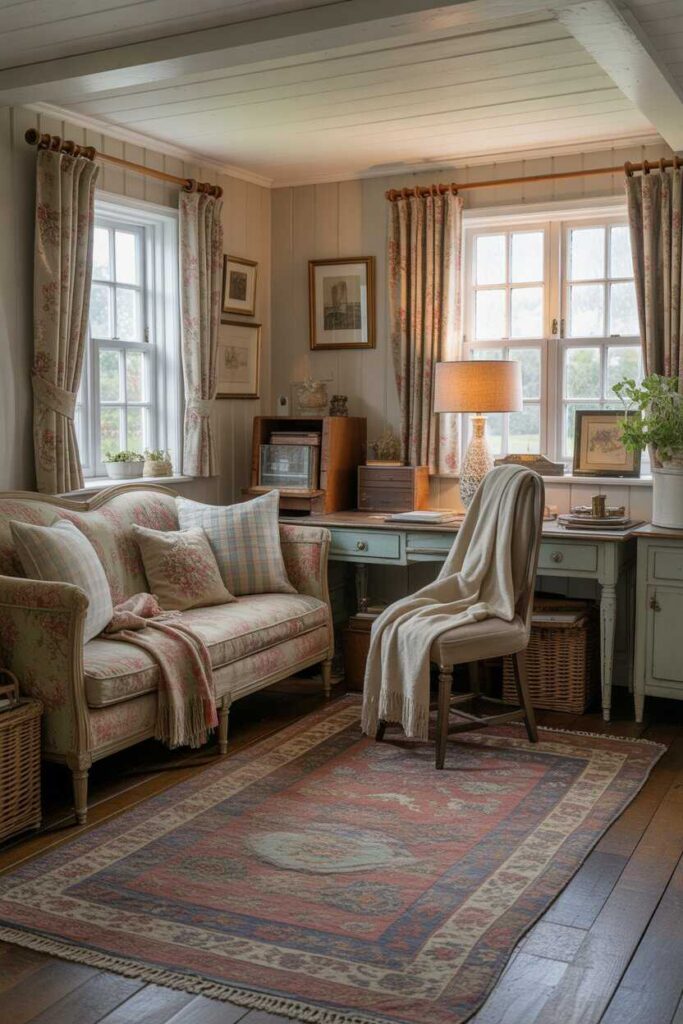 English Countryside Home Office Ideas Cozy, Budget Friendly & Modern Inspiration for a Dreamy Work From Home Space 5 Textiles and Soft Furnishings That Add Warmth