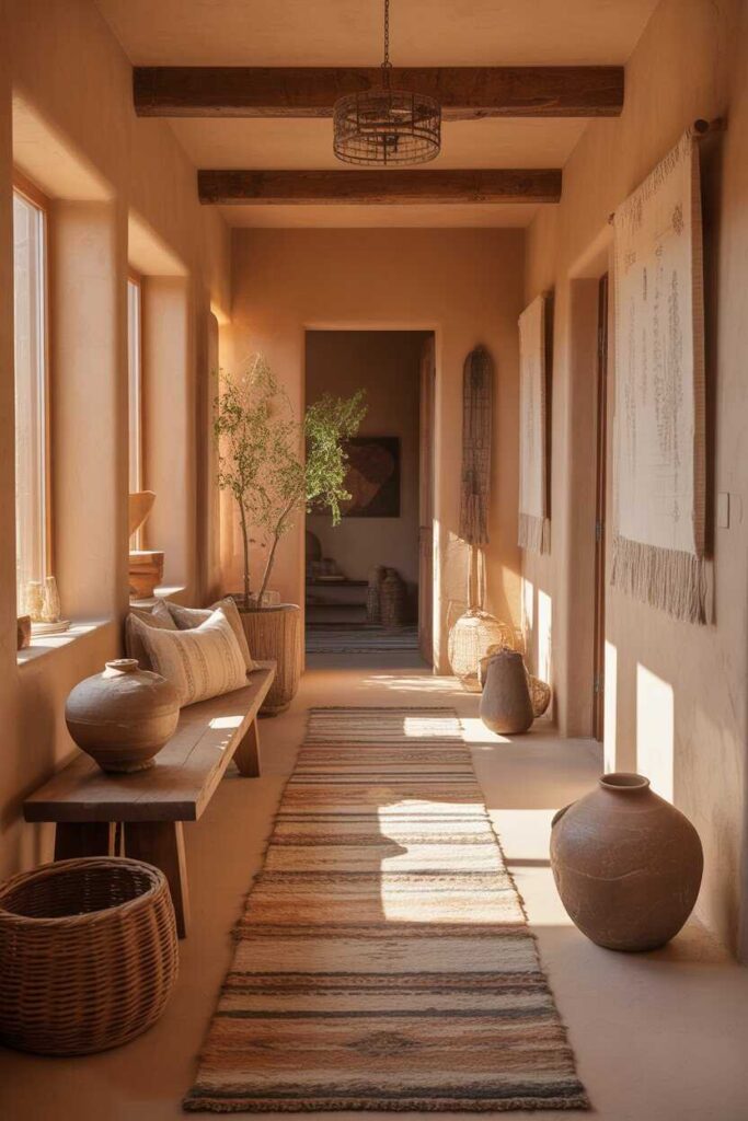 Warm Southwestern Desert Hallway Homes Unique, Modern & Budget-Friendly Design Ideas for Inviting Spaces 8 Textures That Define Warm Southwestern Desert Hallway Homes