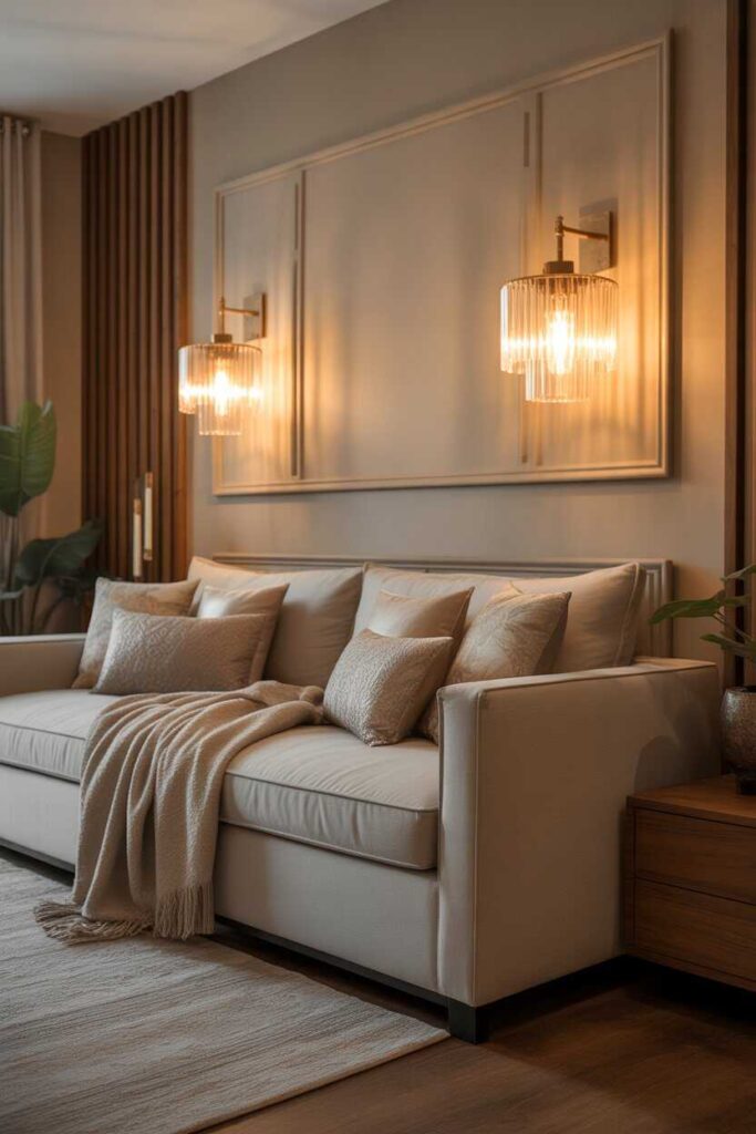 30+ Living Room Lighting Ideas That Transform Your Space Into a Cozy, Modern & Pinterest-Worthy Escape 5 Wall Sconces for a High-End Designer Feel