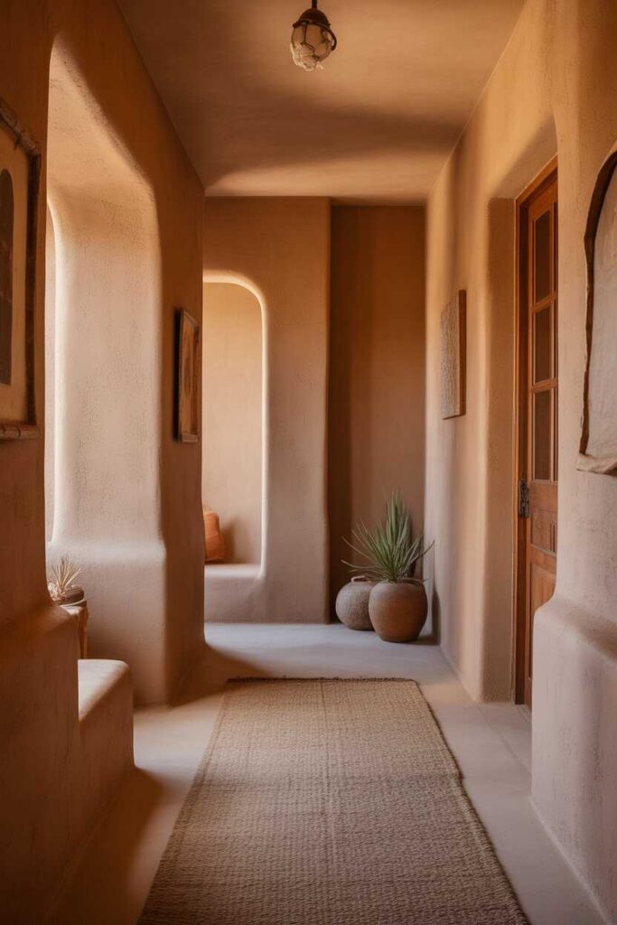 Warm Southwestern Desert Hallway Homes Unique, Modern & Budget-Friendly Design Ideas for Inviting Spaces 4 Wall Treatments That Elevate Warm Southwestern Desert Hallway Homes