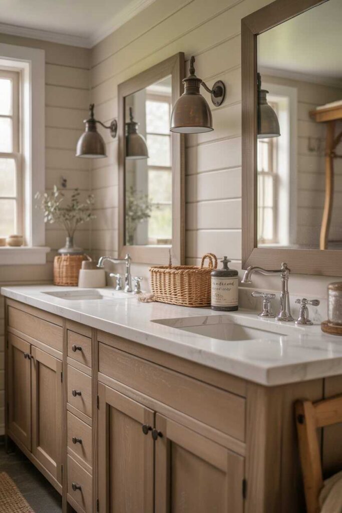 Mixing Metals in Bathroom Design Modern Budget Friendly Ideas & Timeless Inspiration 4 Farmhouse Style Bathrooms and the Art of Mixing Metals