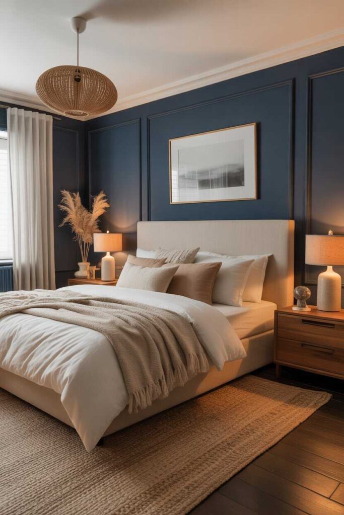 25+ Blue Bedroom Ideas for a Calm Cozy and Modern Retreat (Budget-Friendly Inspiration You Love) 3 Navy Blue Bedroom Ideas That Feel Bold Yet Coz