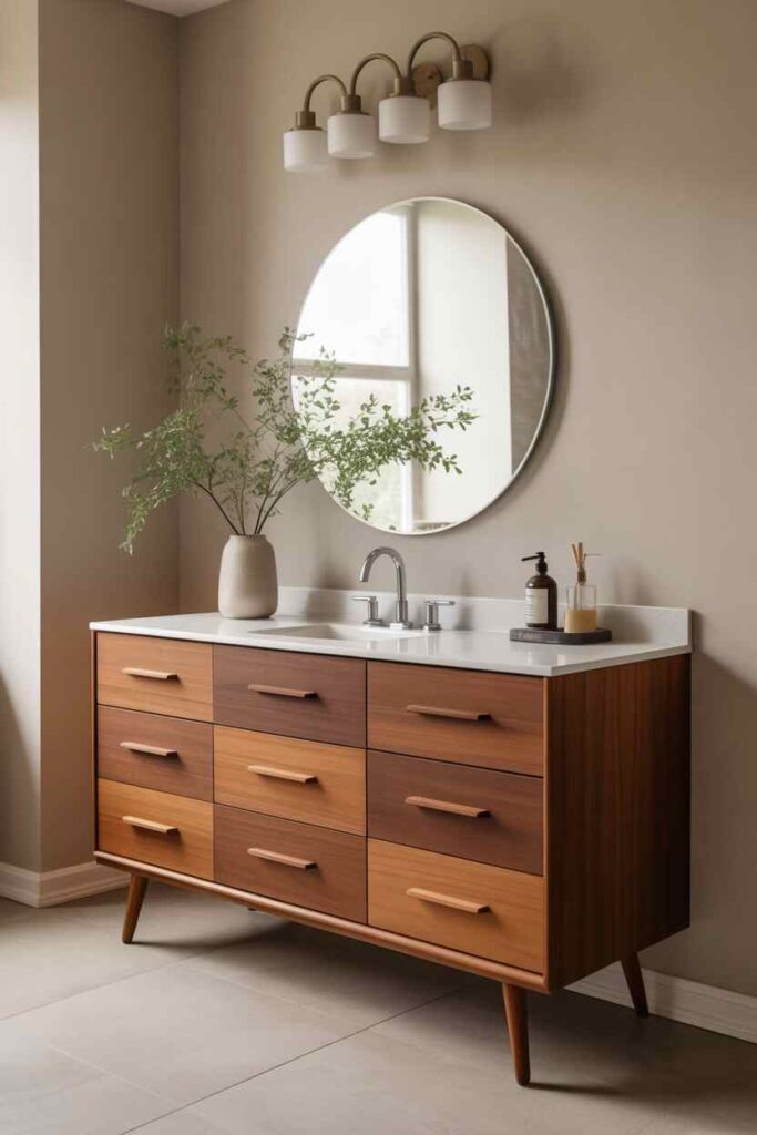 Mid Century Modern Bathrooms Timeless Ideas, Budget-Friendly Inspiration, and Unique Modern Design 4 Choosing the Right Vanity for a Mid Century Modern Bathroom