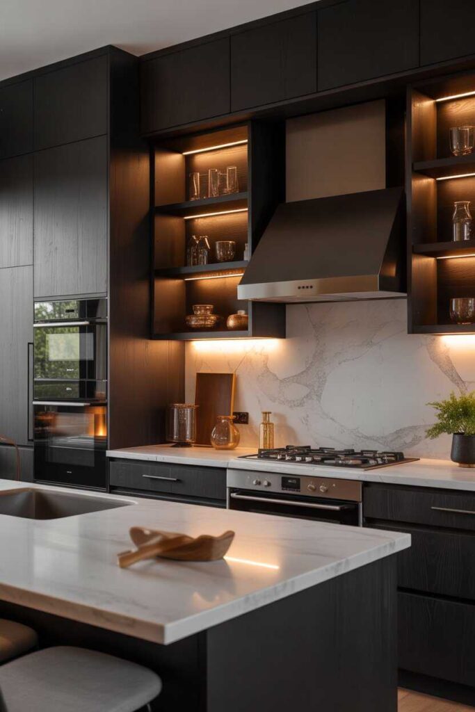 Dark Kitchen Ideas That Feel Bold Cozy and Surprisingly Timeless Modern Budget Friendly Inspiration for Every Home 4 Countertops That Elevate Dark Kitchens Instantly