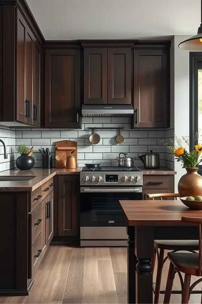 Dark Wood Kitchen Cabinets Ideas That Feel Warm, Modern, and Timeless 3 Dark Wood Kitchen Cabinets Ideas for Modern Interiors