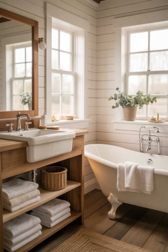 Bathroom Design Ideas & Inspiration Budget Friendly Modern and Unique Ways to Transform Your Space 6 Farmhouse Bathroom Design with Cozy Charm