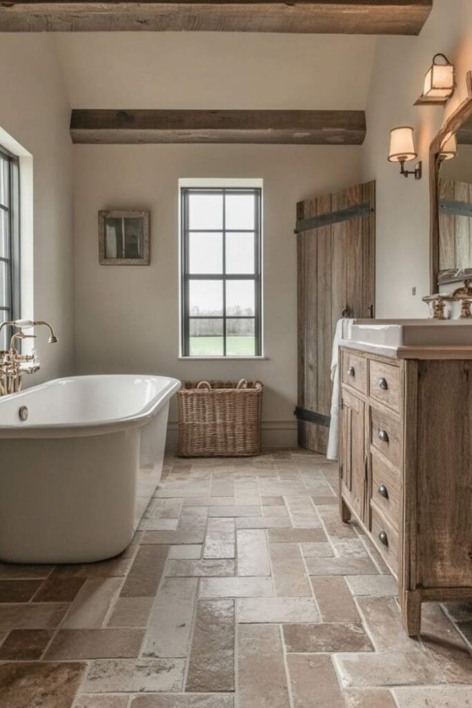 30+ Bathroom Tile Design Ideas for Modern, Budget-Friendly & Pinterest-Worthy Inspiration 4 Farmhouse Bathroom Tile Design for Warm and Cozy Spaces