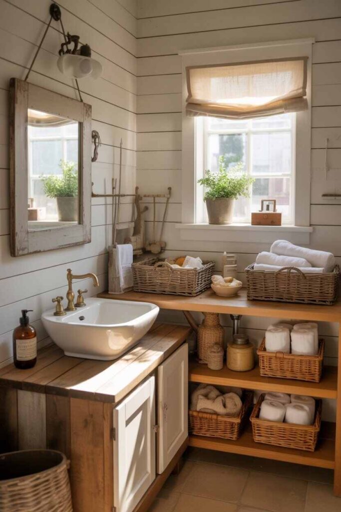 Small Bathroom Ideas That Feel Big, Beautiful, and Budget-Friendly (Modern Inspiration You’ll Love) 5 Farmhouse Style Small Bathroom Ideas with Cozy Charm