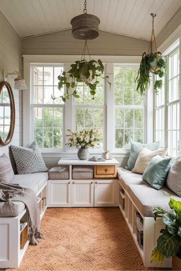 Sun Room Ideas That Feel Bright, Cozy, and Beautifully You Modern, Budget-Friendly Inspiration for Every Home 4 Farmhouse-Style Sun Room Ideas for Relaxed Charm