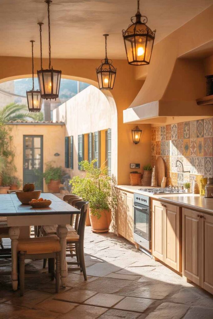 Stunning Mediterranean Kitchen Design Ideas Warm Inspiration, Timeless Style, and Budget-Friendly Beauty 10 Lighting That Enhances Mediterranean Warmth