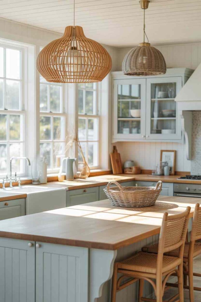 Coastal Kitchen Ideas Light, Breezy, and Budget-Friendly Inspiration for a Relaxed Modern Home 6 Lighting That Enhances the Breezy Atmosphere