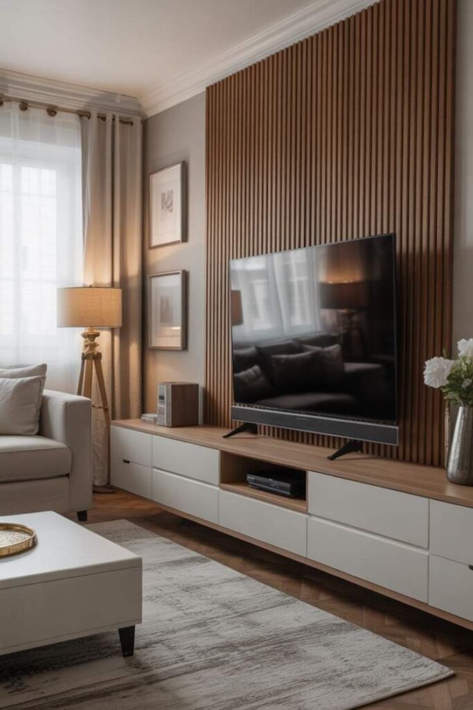 25 Media Wall Ideas for a Modern, Cozy, and Budget-Friendly Living Room Transformation 5 Media Wall Design Ideas with Wood Panels