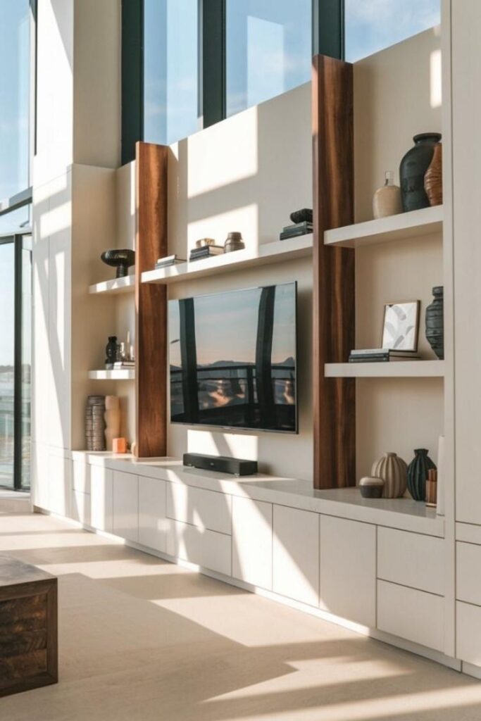 25 Media Wall Ideas for a Modern, Cozy, and Budget-Friendly Living Room Transformation 9 Media Wall Ideas That Flow with Open-Concept Living